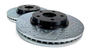 Chevrolet Camaro Brake Rotors (2) - Front - Baer Brakes - EradiSpeed+ Two-Piece Slot & Drilled - Black - `16-`24